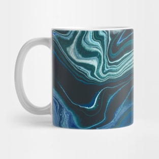 Striking swirl paint pattern, in silver and blue Mug